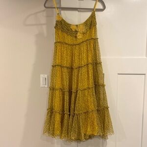 Vintage Y2K Sandra Angelozzi Beaded Floral 100% Silk midi dress size medium EUC